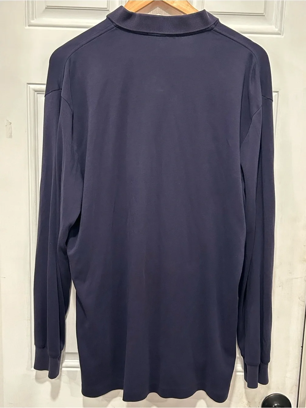 Polo Ralph Lauren Cotton Classic Solid Long Sleeve Polo Shirt Navy Blue Men's L
